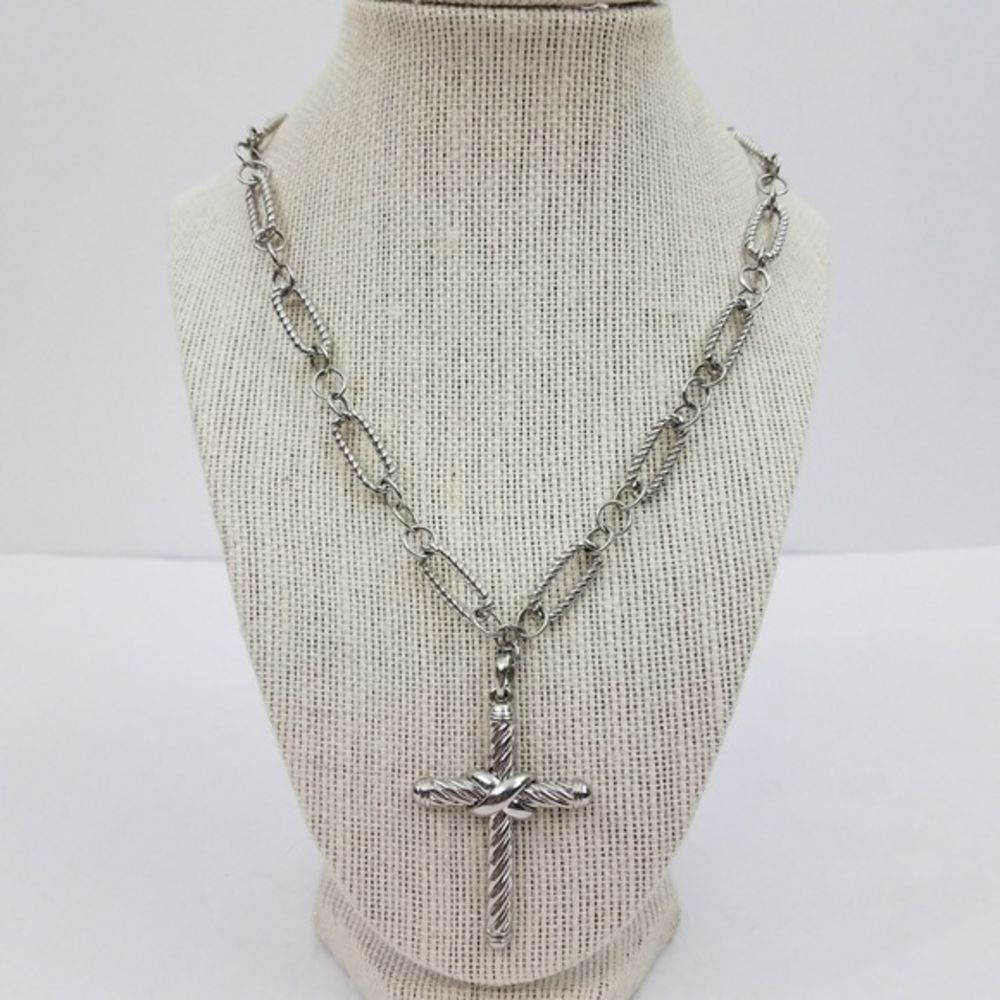 Bijoux Terner Necklace Cross Silver Tone Chain Pen‎